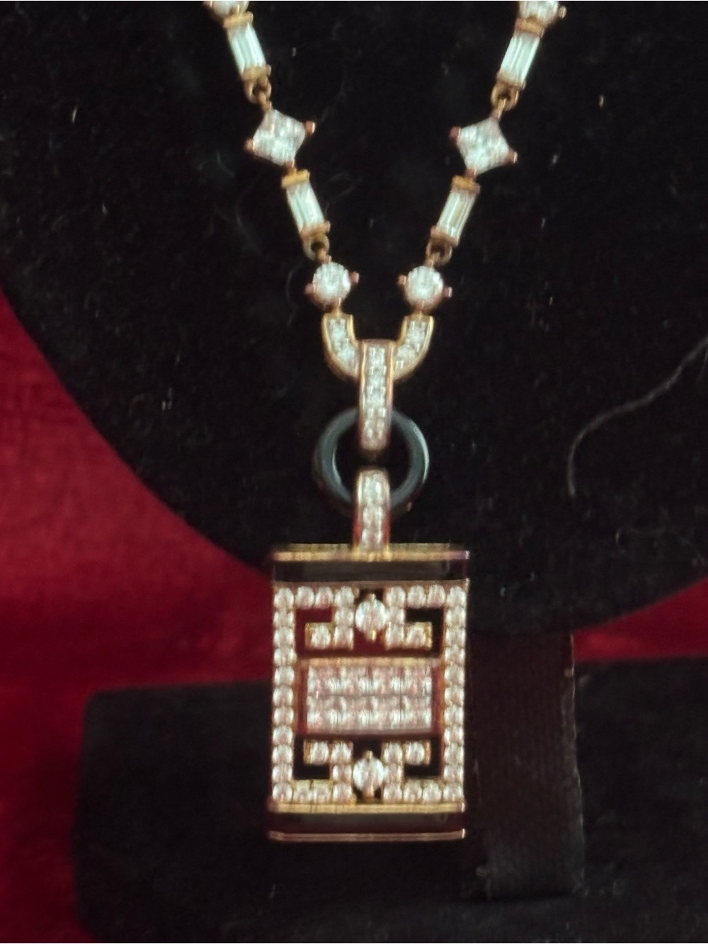 Gold-Tone Pavé Crystal Geometric Pendant Necklace - Elegant Women’s Jewelry